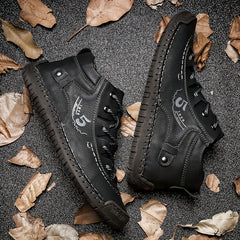 Men's Stitch Mid Top Lace Up Boots Non Slip Outdoor Shoes