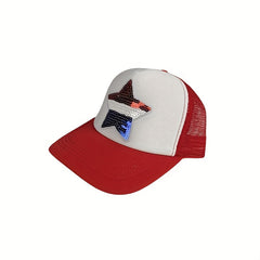 Sequin Pentagram Patch Trucker Hat Mesh Baseball Cap Unisex Sunshade Dad Hats