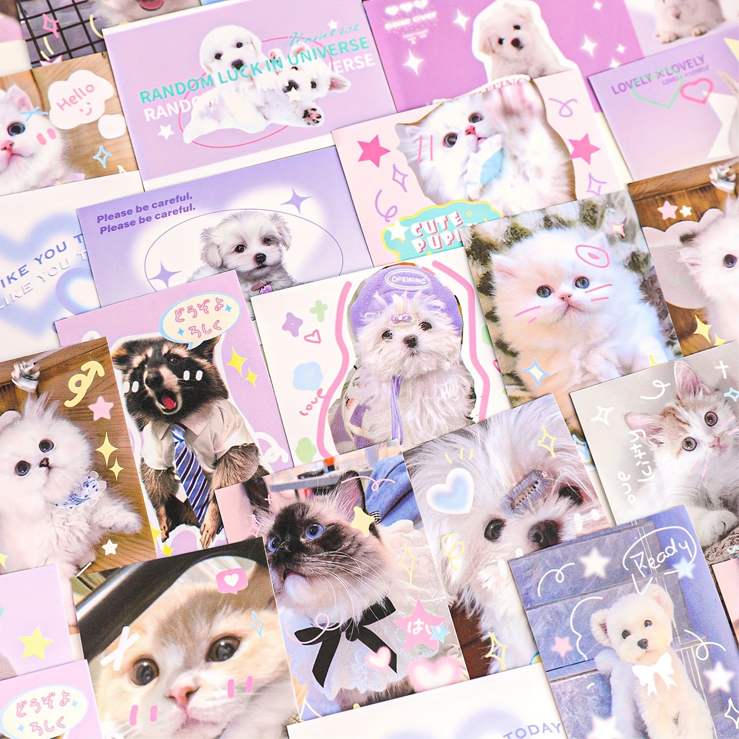 50 Sheets Sticker Books, Cartoon Animal Cat Dog DIY Cutting Pasting Decoration
