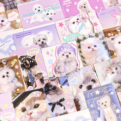 50 Sheets Sticker Books, Cartoon Animal Cat Dog DIY Cutting Pasting Decoration