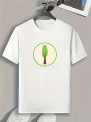 Cartoon Tree Print Men's Comfy T shirt Outdoor Summer Tee
