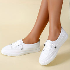 Lace Casual Flat Shoes PU Leather Women's Footwear
