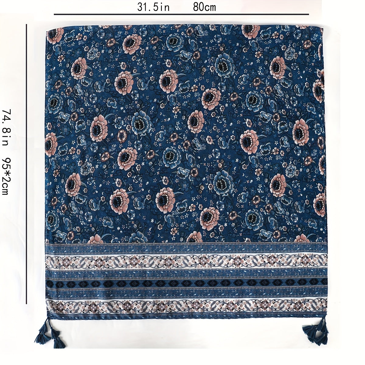 Boho Tassel Scarf Vintage Print Shawl Classic Windproof Head Wraps