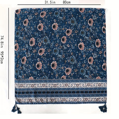 Boho Tassel Scarf Vintage Print Shawl Classic Windproof Head Wraps