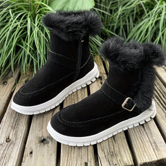 Women's Plush Lined Snow Boots Winter Warm Flat Outdoor Boots
