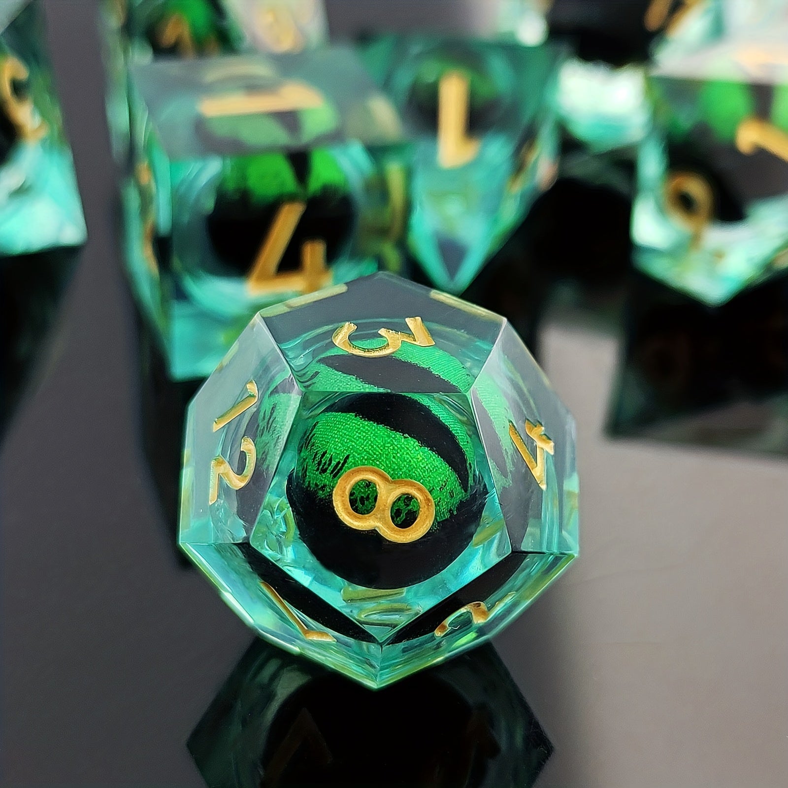 Dragon's Eye Liquid Core Resin Dice Set for RPG Games