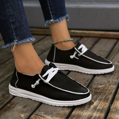 Women's Lace Up Loafer Shoes Round Toe Slip On Sneakers