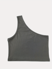 One Shoulder Solid Top Sexy Versatile Summer Slim Sleeveless