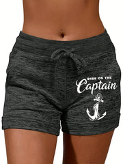 Anchor Print Drawstring Shorts Women's Casual Shorts