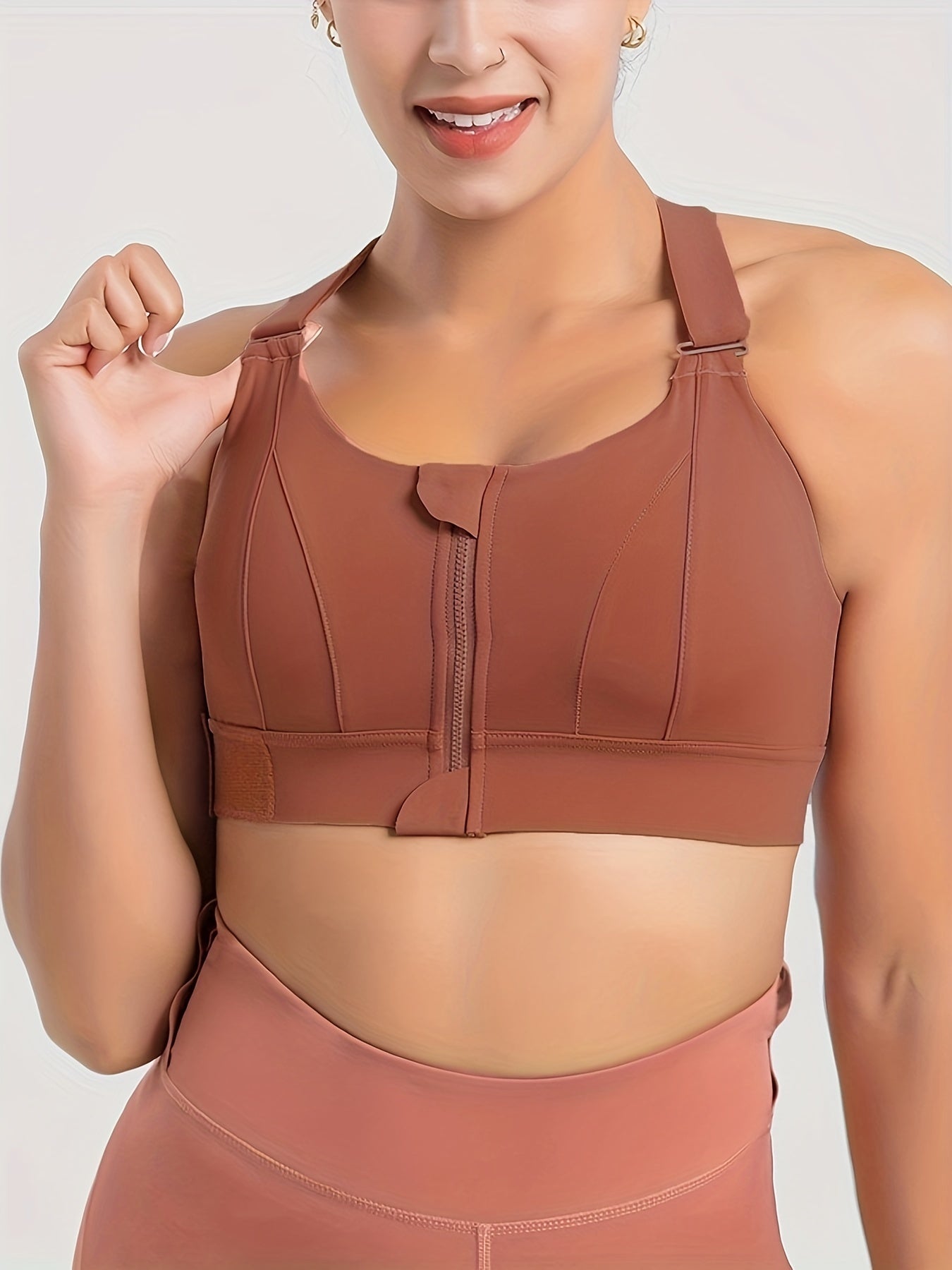 Zip Front Colorblock Sports Bra Plus Size
