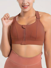 Zip Front Colorblock Sports Bra Plus Size