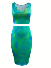 Tie Dye Tank Top & High Rise Skirt Set