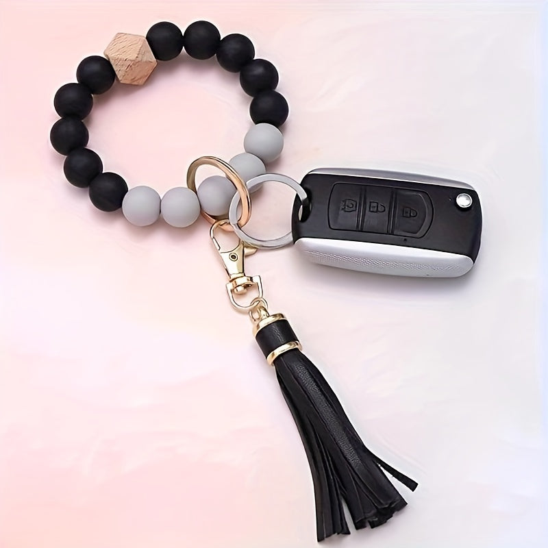 Silicone DIY Beaded Bracelet Keychain Car Keychain Backpack Accessories
