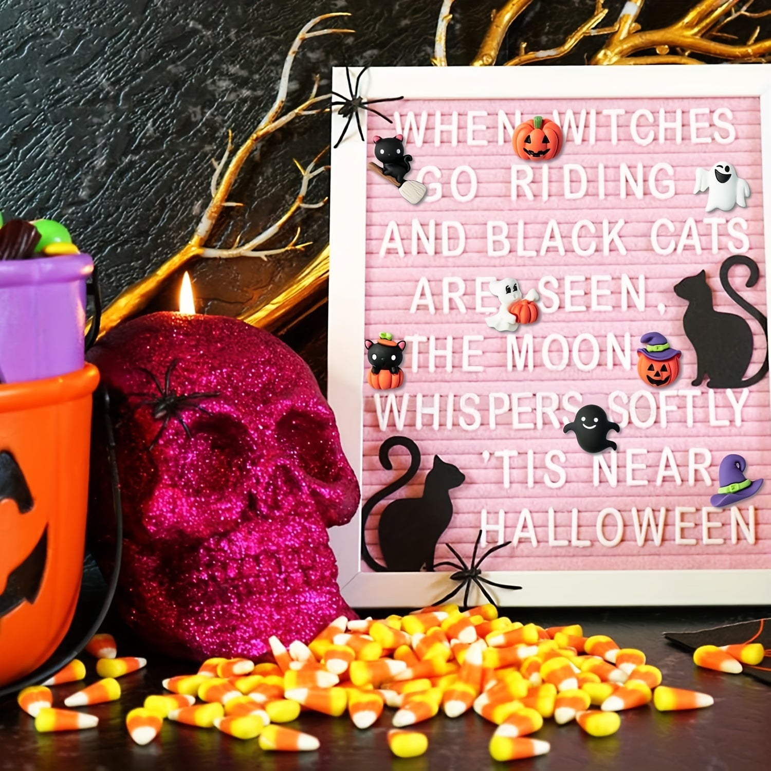 32pcs Halloween Push Pins Decorations Funny Pumpkin Ghost Cat Resin