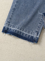 Girls' High Waist Ripped Jeans Straight Leg Denim Pants