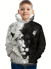 Anime Lion Pattern Kid's Hoodie Long Sleeve Top Boy's Clothes
