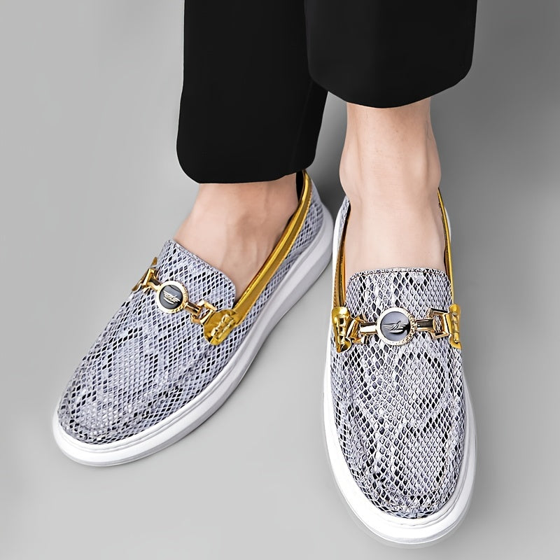 Men's Snake Print Loafer Slip On Shoes
