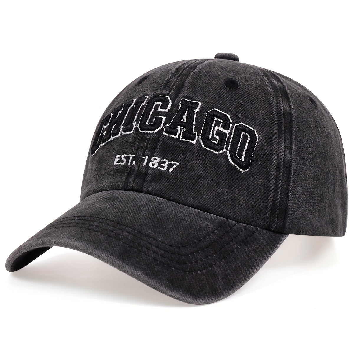 Chicago Embroidery Baseball Cap Vintage Washed Distressed Dad Hat U
