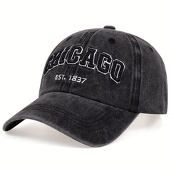 Chicago Embroidery Baseball Cap Vintage Washed Distressed Dad Hat U