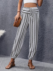 Striped Print Drawstring Joggers for Women