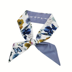 2pcs Purple Skinny Scarf Long Ribbon Neckerchief Twilly Scarf Hair Ribbon