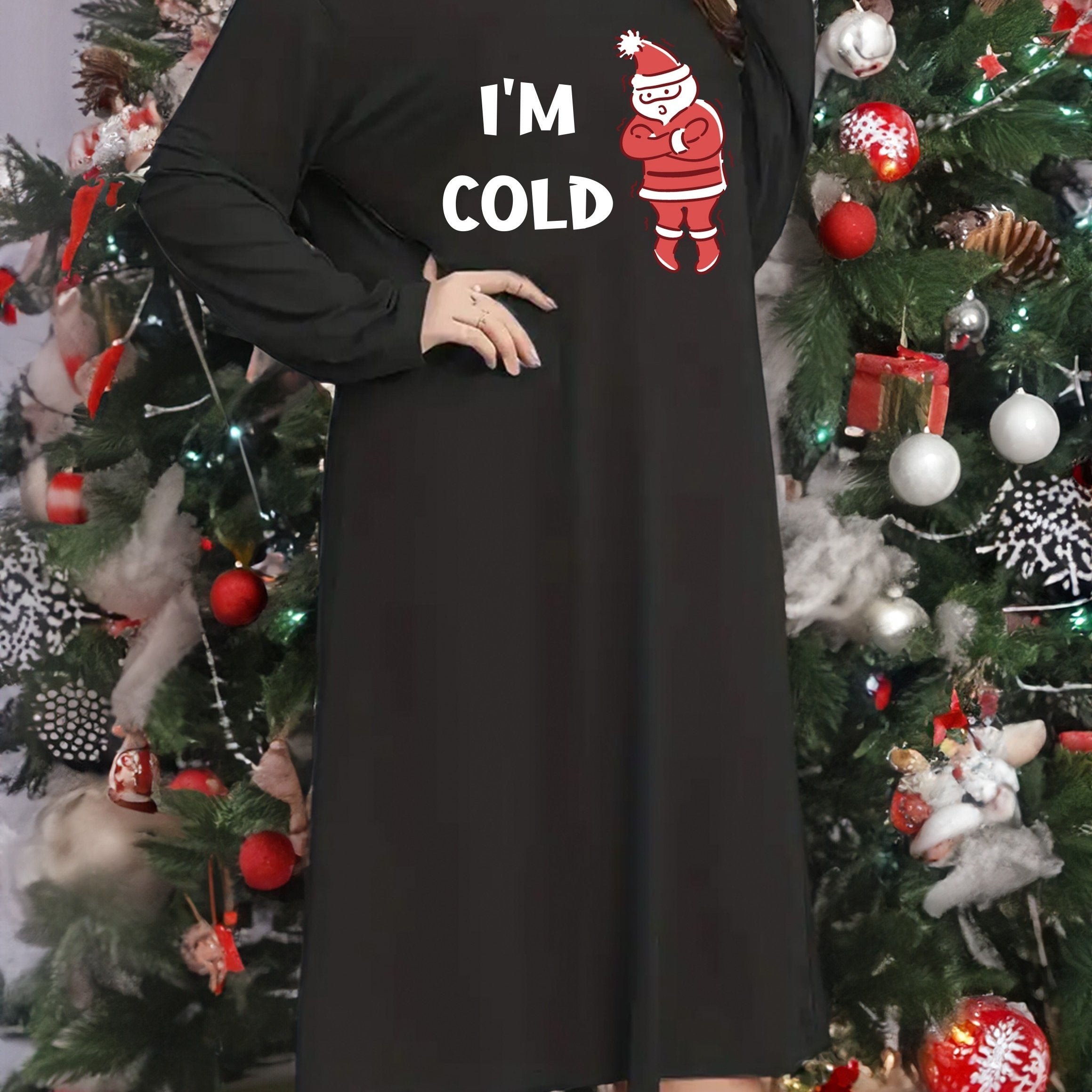 Christmas Nightdress Women's Santa & Slogan Graphic Sleep Dress