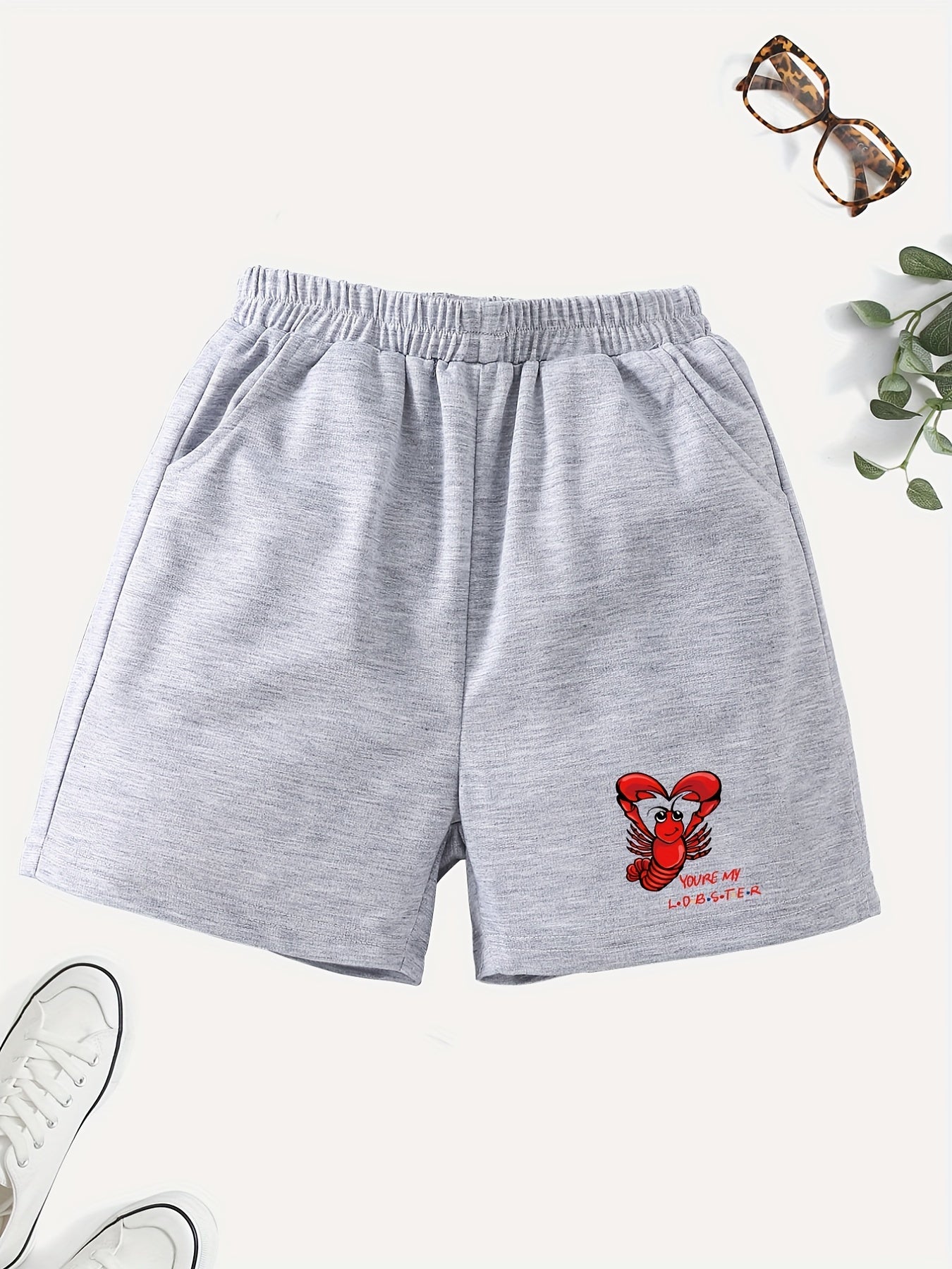 Girls' Lobster Graphic Casual Shorts with Pockets