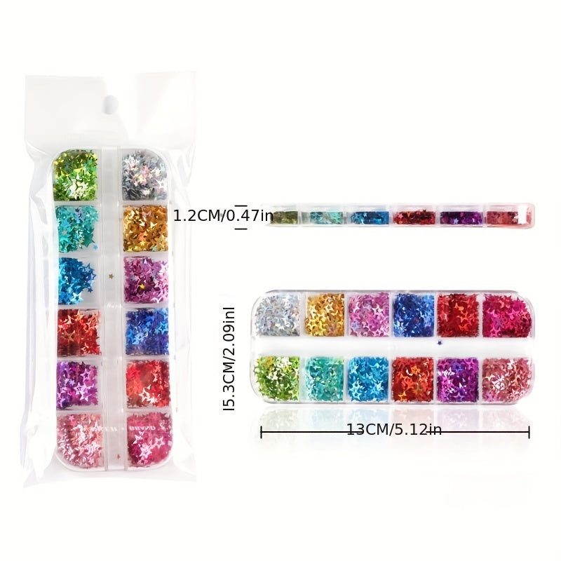 Y2K Holographic Hollow Star Glitter Sequins Flakes For Epoxy Resin Mold Fillers