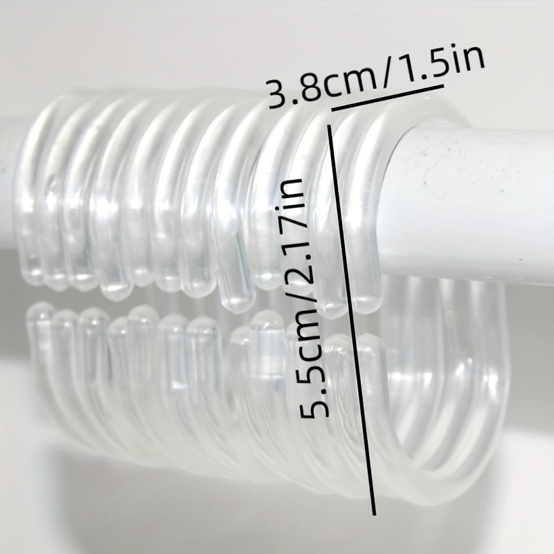 12pcs Clear C Shaped Shower Curtain Hooks for Bathroom Shower Rods