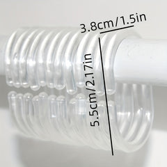 12pcs Clear C Shaped Shower Curtain Hooks for Bathroom Shower Rods