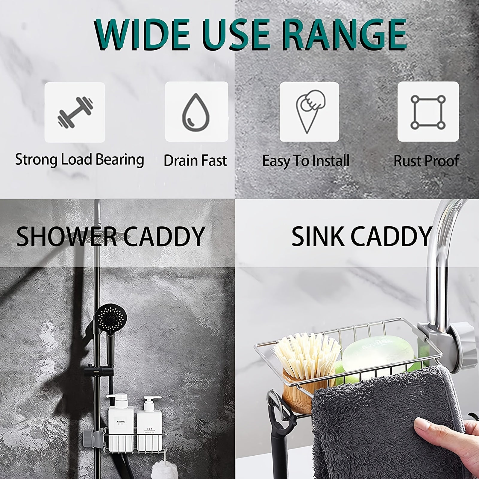 Kitchen Faucet Rack Sponge Holder Sink Caddy Organizer Hanging Caddy