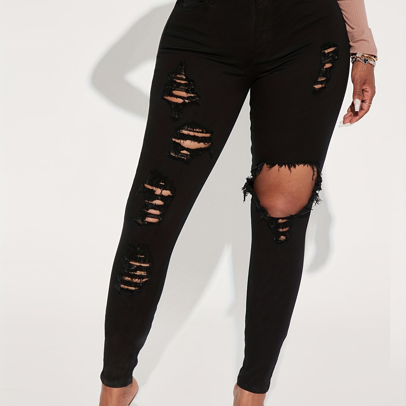 High Strech Ripped Skinny Denim Jeans