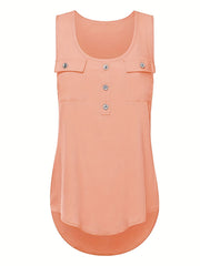Sleeveless Solid Crew Neck Casual Tank Top Women's Clothing