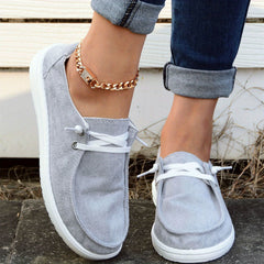 Women's Gray Boat Shoes Slip-On Walking Sneakers