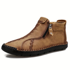 Men's Solid Hiking Boots Non Slip Zipper Casual Durable Shoes