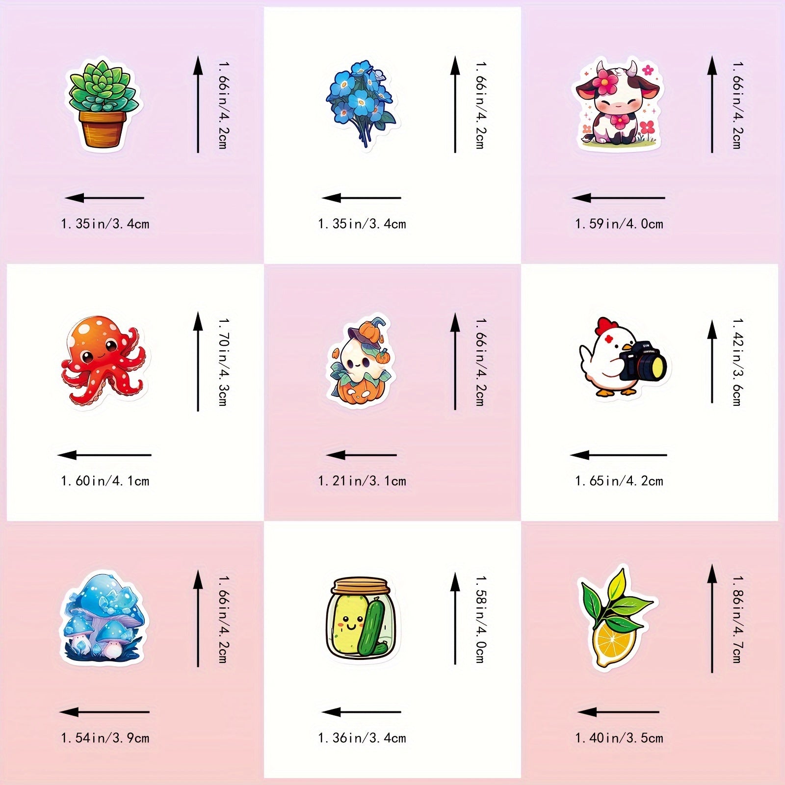 300pcs Small Fresh Stickers Mixed Cartoon Stickers for Water Bottle Phone