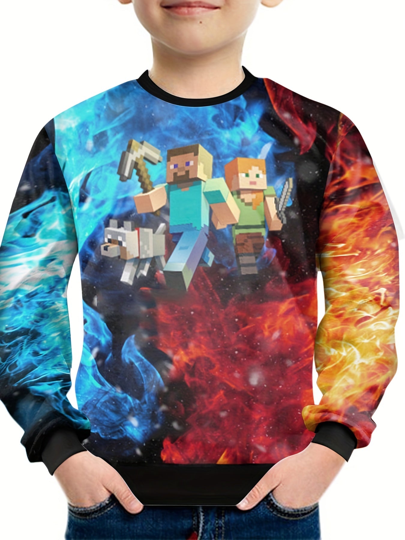 Cartoon Character Kid's Pullover Sweatshirt for Spring Fall Winter