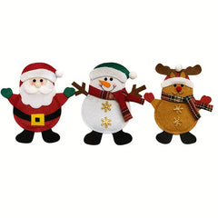 3pcs Christmas Cutlery Holders Snowman Santa Reindeer Pockets Tableware Decor