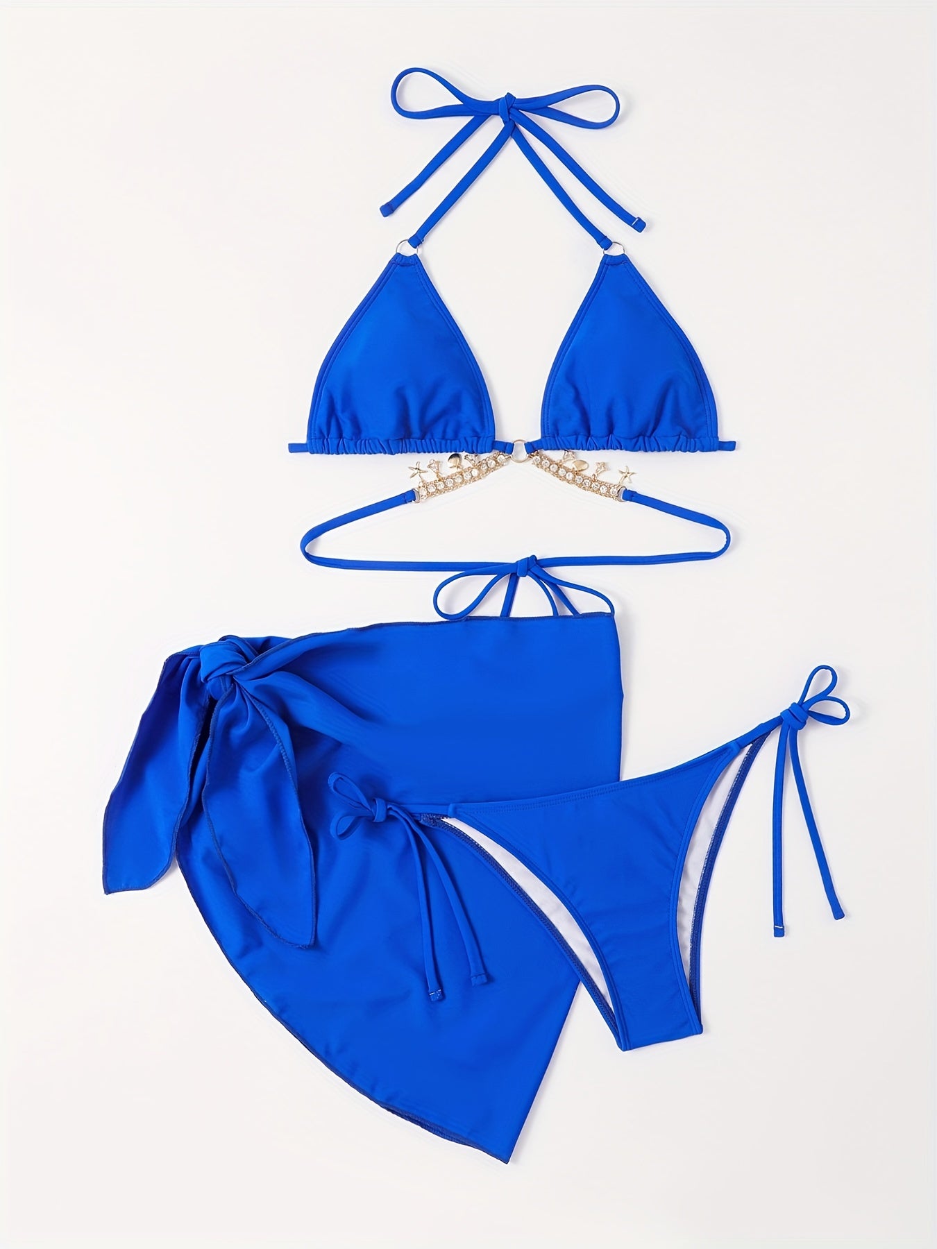 Halter Neck Bikini Set with Triangle Tie Side High Cut Swimsuit