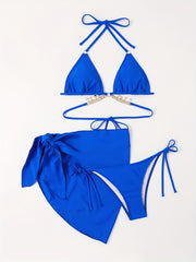 Halter Neck Bikini Set with Triangle Tie Side High Cut Swimsuit