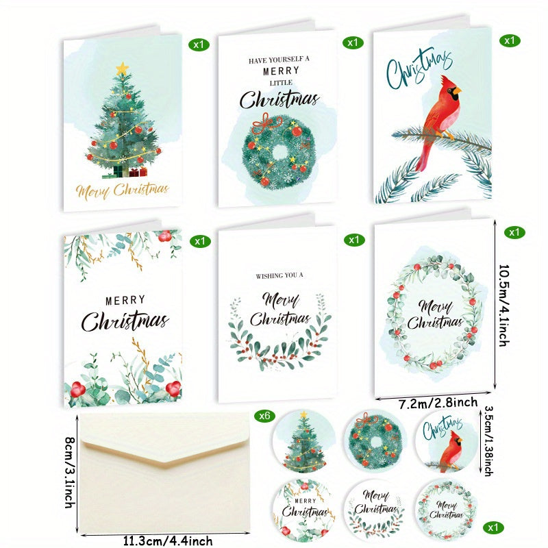 12pcs Christmas Greeting Card DIY Pendant Gift Card With Envelope