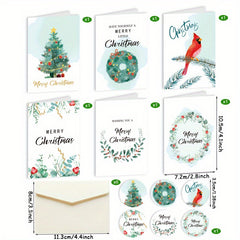 12pcs Christmas Greeting Card DIY Pendant Gift Card With Envelope