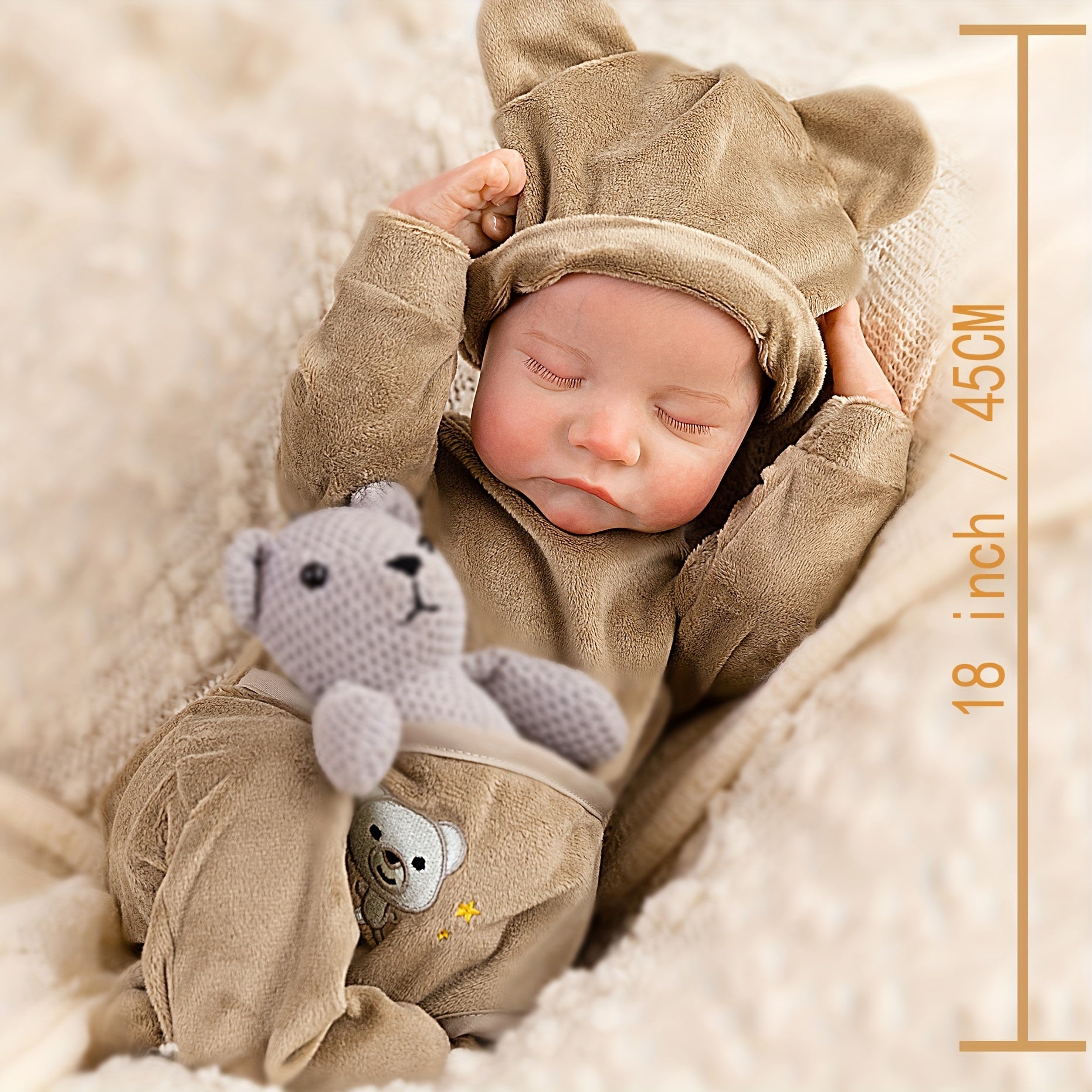 Realistic Reborn Baby Doll Vinyl Newborn Soft Toy for Children Over 3 Years Old