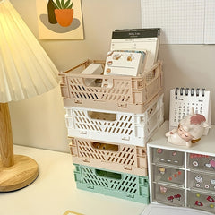 Desktop Folding Storage Basket Snack Stationery Finishing Storage Box