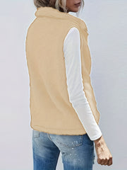 Women's Plus Size Zip Up Sherpa Fleece Vest Jacket