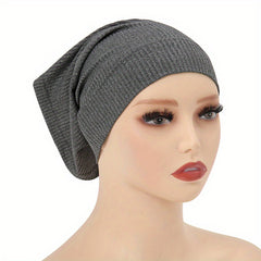 Striped Under Scarf Hijab Cap Solid Knitted Undercap Casual Bonnet