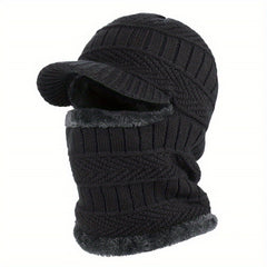 Men's Winter Plus Velvet Knitted Hat Neck Protection Windproof Woolen Warm Hat