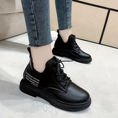 Women's Letter Decor Short Boots Lace Up Ankle Boots