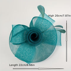 Green Flower Feather Fascinator For Tea Party Derby Hat