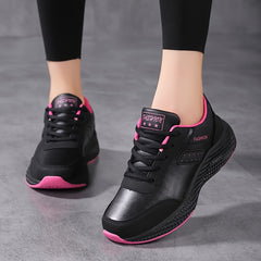 Women's Waterproof Faux Leather Running Shoes Non Slip Sports Footwear
